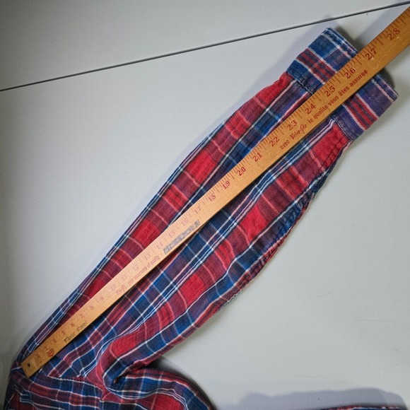 Marine Layer Shirt‎ Mens XL Red Blue Plaid Flannel Long Sleeve Button Up - Picture 11 of 13